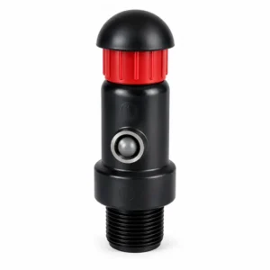 Válvula de alivio plástica para liberación automática de presión en sistemas de riego, agua e instalaciones hidráulicas