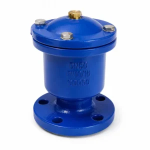 Válvula de aire bridado simple efecto para sistemas de agua potable y redes hidráulicas, diseñada para liberar aire acumulado en tuberías y mejorar la eficiencia del flujo.